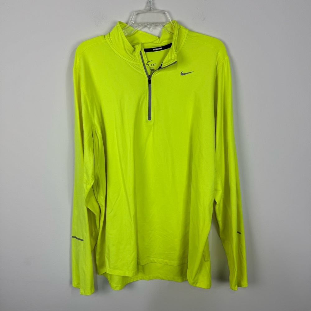 Nike Neon Yellow Dri-FIT Quarter-Zip Long Sleeve Pullover
